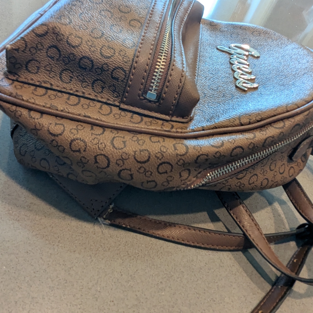 Guess Brown Monogram Backpack - image 6
